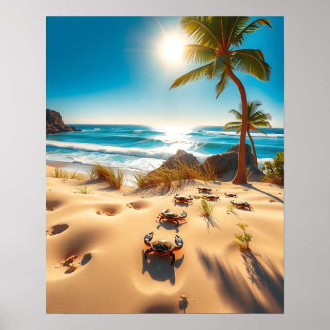 Sea  Crabs on Tropical Beach – Serene Ocea Poster (Vorne)