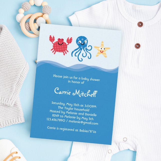 Sea Creatures Baby Shower Einladung (Von Creator hochgeladen)