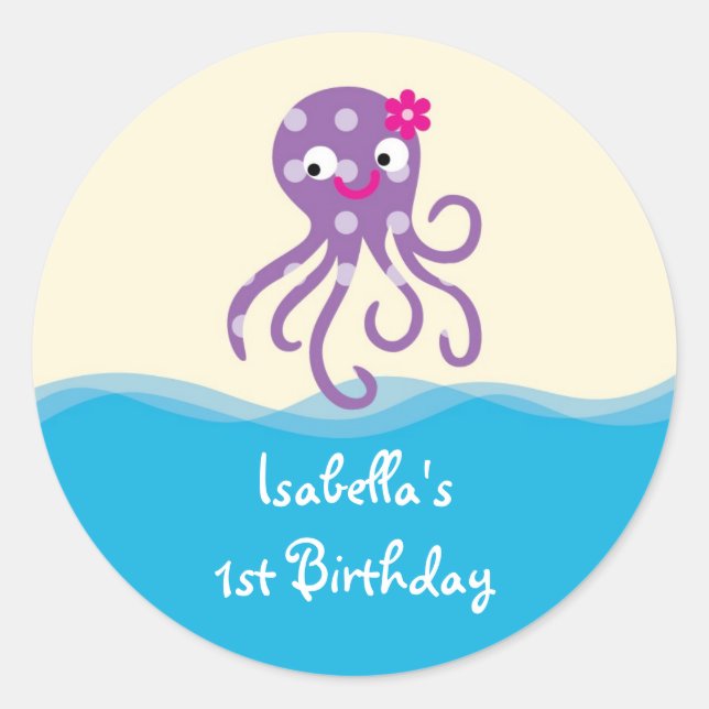 Sea Creatures Girl Favor Sticker (Vorderseite)