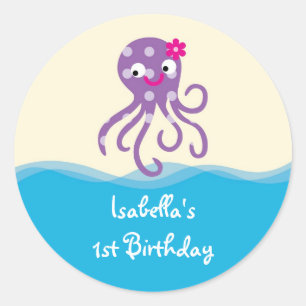 Sea Creatures Girl Favor Sticker