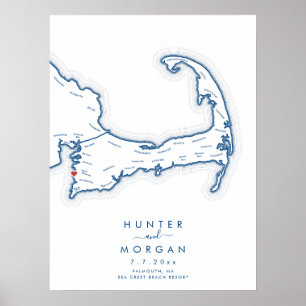 Sea Crest Hochzeit Navy Modern Gästebuch Poster