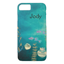 Sea Design iPhone Case mit Muscheln & Fisch