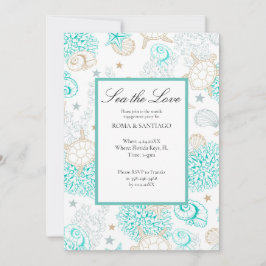 Sea Die Liebe Beach Engagement Party Flat Einladung