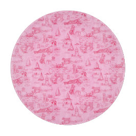 Sea Dog Toile Pink  Schneidebrett
