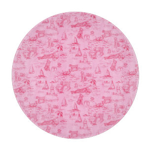 Sea Dog Toile Pink Schneidebrett