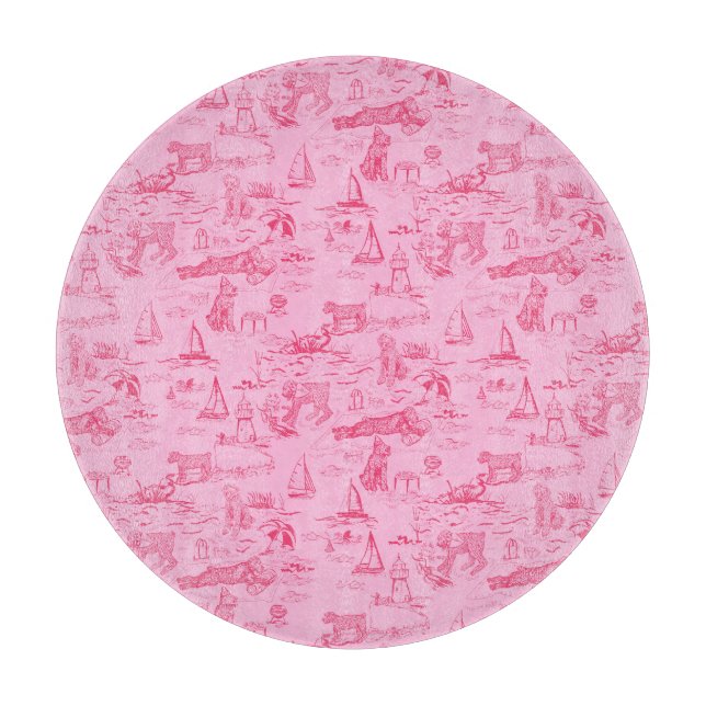 Sea Dog Toile Pink  Schneidebrett (Vorderseite)