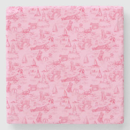 Sea Dog Toile Pink  Steinuntersetzer