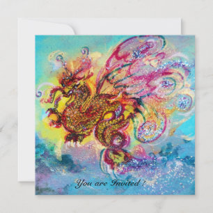 SEA DRACHEN blau violett lila schwarz gelb Einladung