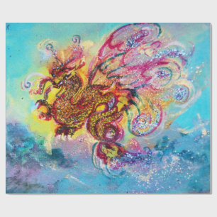 SEA DRAGON Aqua Blue Fantasy Geschenkpapier