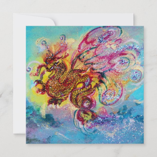 SEA DRAGON Blau violett lila schwarz gelb Einladung (Vorderseite)