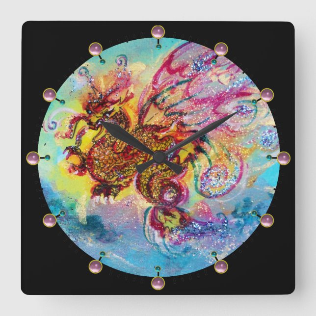 SEA DRAGON QUADRATISCHE WANDUHR (Vorderseite)