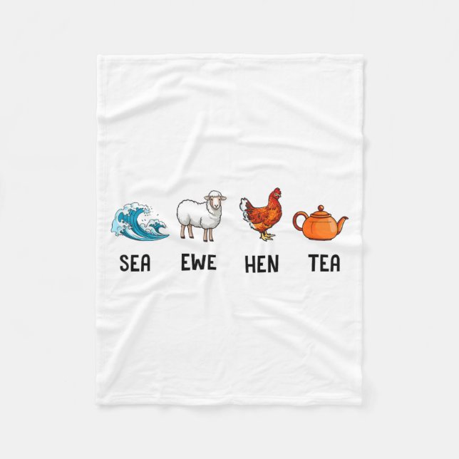 Sea Ewe Hen Tea Funny Joke Saying Quote Men Women  Fleecedecke (Vorderseite)