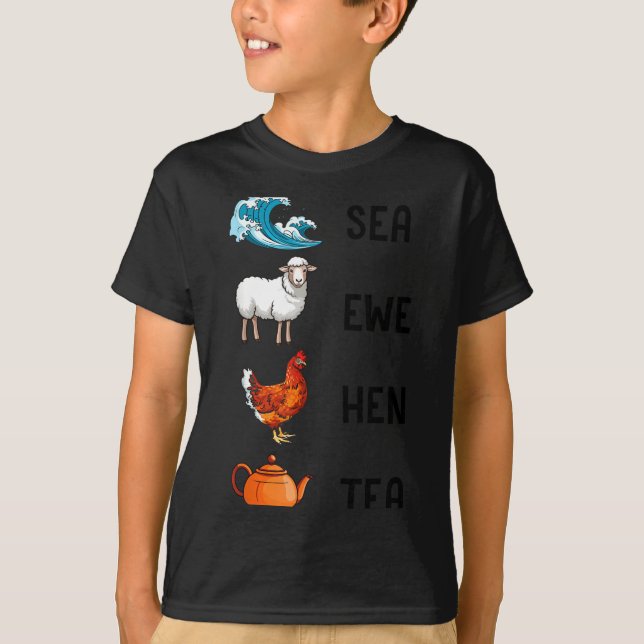 Sea Ewe Hen Tea Funny Joke Saying Quote Men Women  T-Shirt (Vorderseite)