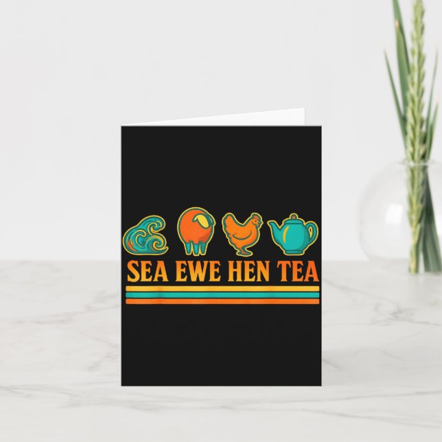 Sea Ewe Hen Tea Funny Pun Saying Retro Style  Karte (Vorderseite)