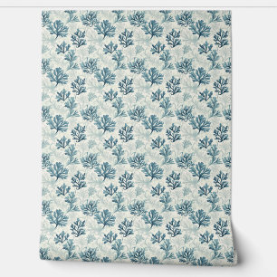 Sea Fern Whispers Mini - Aquamarin, weiß, blau Tapete