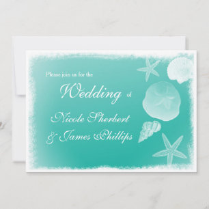 Sea foam Beach Seashells Wedding Einladung