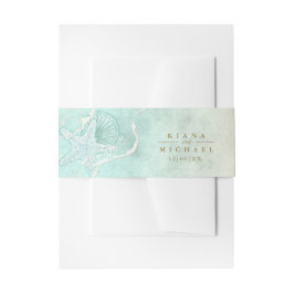 Sea Foam Beach Starfish Wedding ID837 Einladungsbanderole