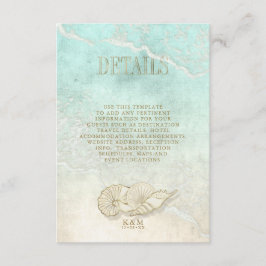 Sea Foam Beach Wedding Details ID837 Begleitkarte