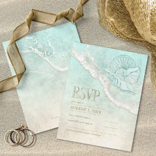 Sea Foam Beach Wedding ID837 RSVP Karte