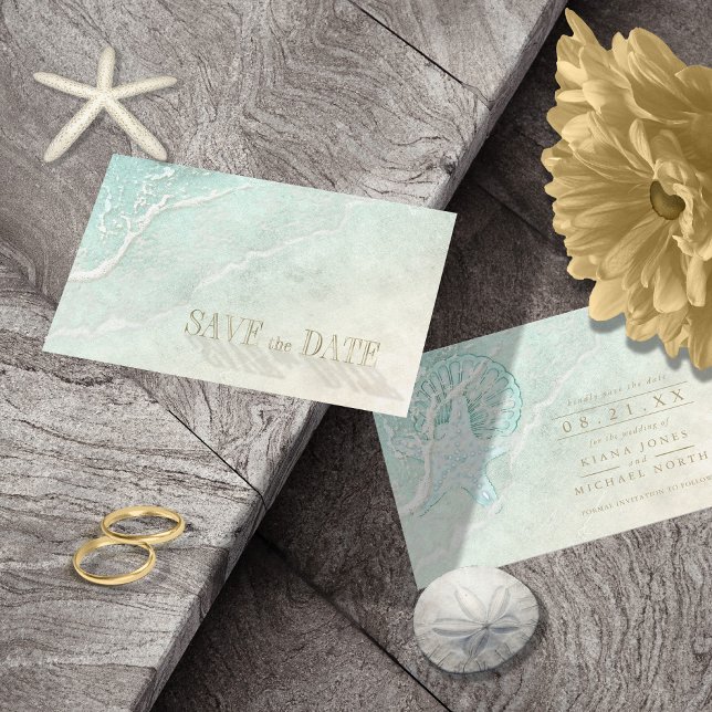 Sea Foam Beach Wedding ID837 Save The Date (Von Creator hochgeladen)