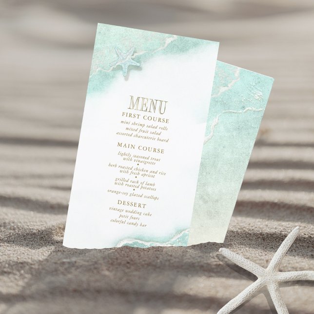 Sea Foam Beach Wedding Menu V2 ID837 (Von Creator hochgeladen)