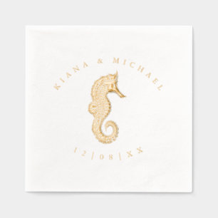 Sea Foam Beach Wedding Seepferd ID837 Servietten Mit Folie