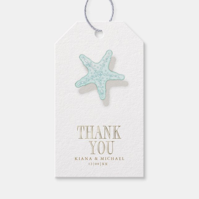 Sea Foam Beach Wedding Starfish ID837 Geschenkanhänger (Vorderseite)