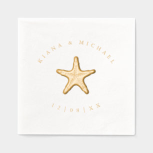 Sea Foam Beach Wedding Starfish ID837 Servietten Mit Folie