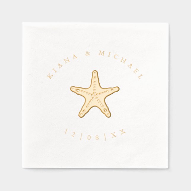 Sea Foam Beach Wedding Starfish ID837 Servietten Mit Folie (Vorderseite)