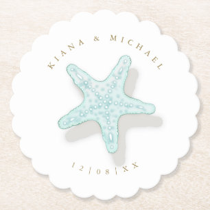 Sea Foam Beach Wedding Starfish ID837 Untersetzer