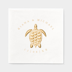 Sea Foam Beach Wedding Turtle ID837 Servietten Mit Folie