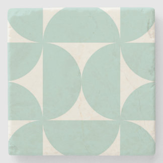 Sea Foam & Beige Coastal Moderne Geo Half Circle Steinuntersetzer