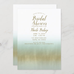 Sea Foam Gold Weißes elegantes Brautparty Einladung