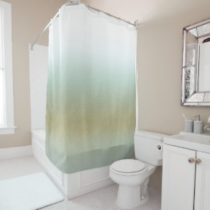 Sea Foam Gold White Elegante Beach Moderne Küste Duschvorhang