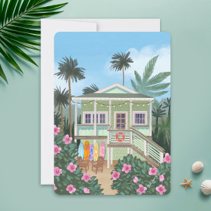 Sea Foam Green Beach House Blank Einladung