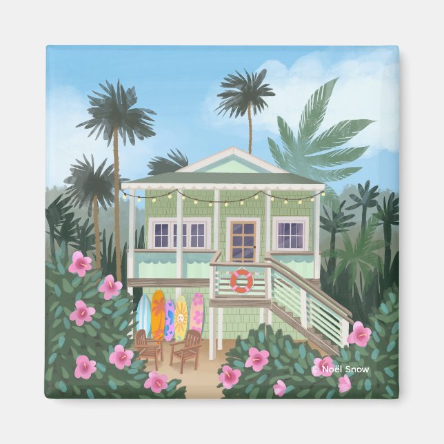 Sea Foam Green Beach House Magnet (Vorne)