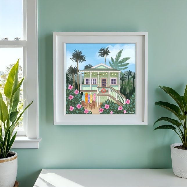 Sea Foam Green Beach House Print Poster (Frame sold seperately )