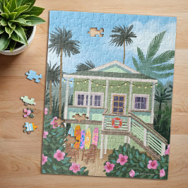Sea Foam Green Beach House Puzzle