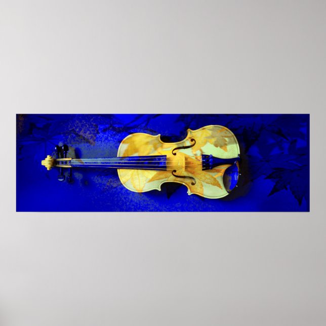 Sea Foam Green Violin Saphire Blue Maple Blätter Poster (Vorne)