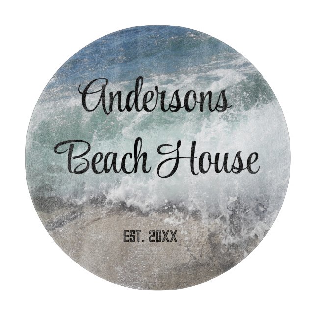 Sea Foam Ocean Waves Familienname Keepake Schneidebrett (Vorderseite)