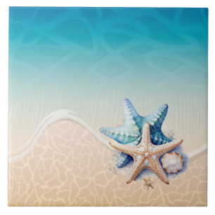 Sea Foam Starfish Coastal Beach Deco Fliese