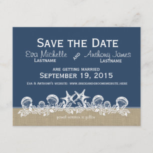 Sea Garland Navy Blue Save the Date Einladung