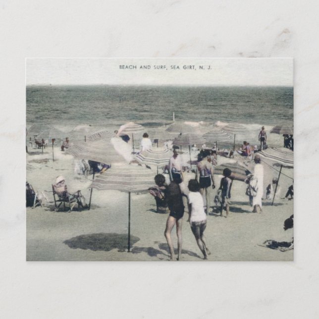 Sea Girt NJ Surf and Beach Vintag Postkarte (Vorderseite)
