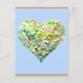 Sea Glass Aqua Heart Postkarte