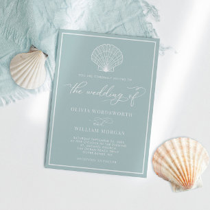 Sea Glass Beach Seashell Elegante Hochzeit Einladung