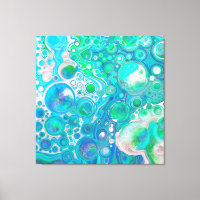 Sea Glass Blue und Green Marble Fluid Art