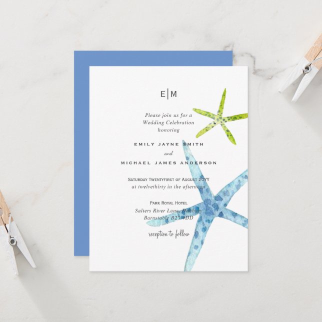 Sea Glass Color Beach Ocean Life Hochzeit (Vorderseite/Rückseite Beispiel)