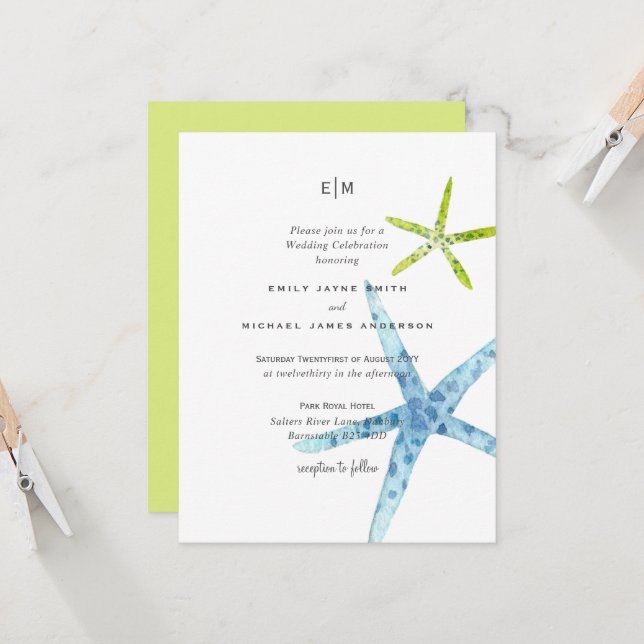 Sea Glass Color Beach Ocean Life Hochzeit (Vorderseite/Rückseite Beispiel)