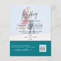 Sea Glass Foto Wedding Invite QR Code Rett Datum