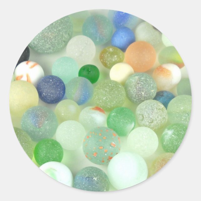 Sea Glass Marble Runder Aufkleber (Vorderseite)